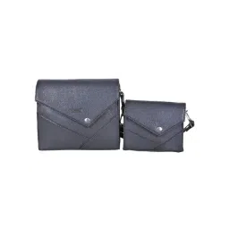 SASSORA Qiu Navy Blue Textured Medium Sling Handbag with Pouch-picture-25