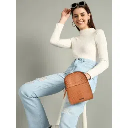 SASSORA Tan ROSA Animal Effect Small Leather Backpack-picture-44