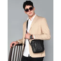 Sassora Textured Leather Structured Crossbody Sling Bag-picture-18