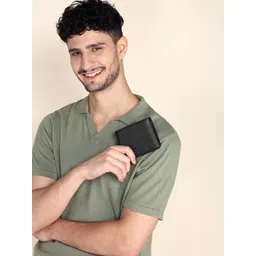 Sassora Unisex Black Leather Two Fold Wallet-picture-23