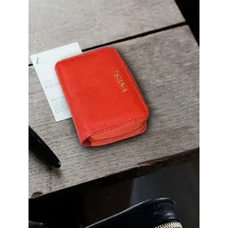 Sassora Unisex Red & Blue Leather Card Holder-picture-26