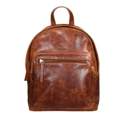 Sassora Unisex Textured Leather Backpack with Compression Straps-picture-19