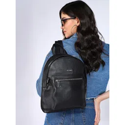 Sassora Women Textured Leather Small Backpack with Compression Straps-picture-20