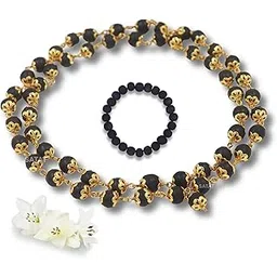 SATAT 54+1 Bead Karungali Malai 100% Natural | with 2 Lab Certification | Encased in Brass Caps | Bead Size: 8mm | Natural Ebony Wood | Puja & Mantra Japa | For both Men & Women | கருங்காலி மாலை-picture-27