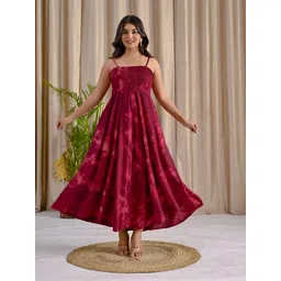 sathray Women Ethnic Dress Maroon Maxi/Full Length Dress-picture-11