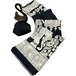 Modal Silk Saree Kalamkari Designer Beautiful Print All Over With Blouse Piece-image-12