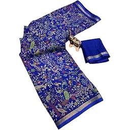 Tussar Silk Kashmiri Print Pashmina Saree with Zari Weaving Border and Unstitched Blouse Piece-image-9