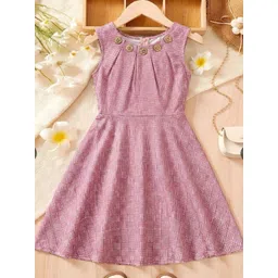 Satjal Fab Girls Pink Sleeveless Fit & Flare Dress-picture-23