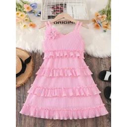 Satjal Fab Girls Self Design Shoulder Straps A-Line Dresses-picture-25