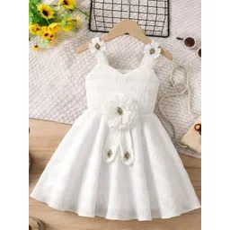 Satjal Fab Girls Self Design Shoulder Straps Corsage Detail Fit and Flare Dresses-picture-53