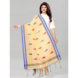 Satrani Beige Cotton Silk Woven Pattern Dupatta-picture-12