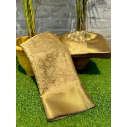 Satrani Beige Silk Blend Woven Saree With Unstitched Blouse-picture-29