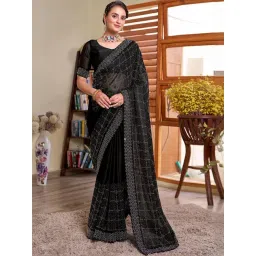 Satrani Black Embellished Saree With Unstitched Blouse-picture-26