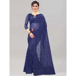 Satrani Blue Embellished Saree With Unstitched Blouse-picture-23