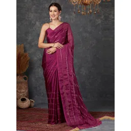Satrani Embellished Mirror Work Pure Georgette Saree-picture-14