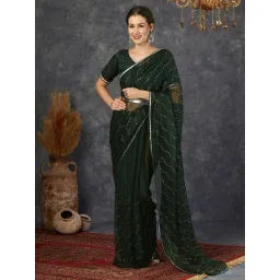 Satrani Green Embellished Saree With Unstitched Blouse-picture-27