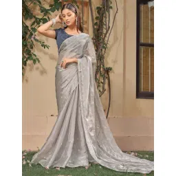 Satrani Grey Embellished Saree With Unstitched Blouse-picture-30
