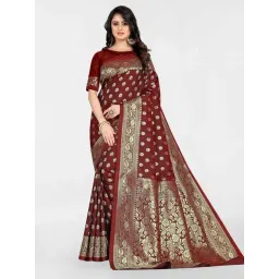 Satrani Maroon Art Silk Woven Saree With Unstitched Blouse-picture-37