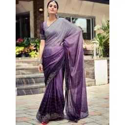 Satrani Purple Embellished Saree With Unstitched Blouse-picture-34
