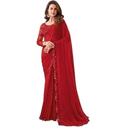 satrani Women'S Chiffon Self Woven Saree With Unstitched Blouse Piece-picture-22