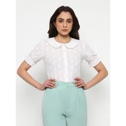 Satrisha Women Peter Pan Collar Cotton Formal Shirt Style Top-picture-24