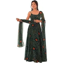 satvashiv Women's Georgette Printed Readymade Gown MF Gown-New-picture-24