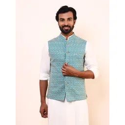 Satwaa Men Embroidered Nehru Jacket-picture-25