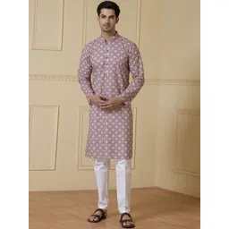 Satwaa Men Ethnic Motifs Printed Thread Work Kurta-picture-38