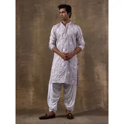 Satwaa Men Floral Embroidered Thread Work Pathani Kurta-picture-11