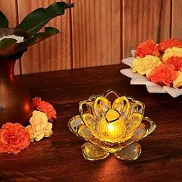 SATYAM KRAFT 1 Pcs Lotus Led TeaLight Candle | Flameless & Smokeless Diya | Decorative Acrylic Design | Home Décor, Gifting, Festival, Anniversary, Birthday, Wedding, Pooja, Mandir Room Decor (Yellow)-image-15