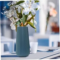SATYAM KRAFT 1 Pcs Vase for Home Decor, Living Room, Office, Bedroom, Centre Table, Balcony,Ceramic Look Unbreakable Showpiece Flower Pot (Blue,Plastic) (Only vase, No Flower) Size - 30 cm-picture-35