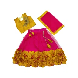satyamfab Girls Embroidered Patchwork Ready to Wear Lehenga & Blouse With Dupatta-picture-30