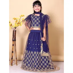 satyamfab Girls Embroidered Thread Work Ready To Wear Net Lehenga & Blouse With Dupatta-picture-26