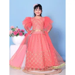 satyamfab Girls Embroidered Thread Work Ready To Wear Net Lehenga & Blouse With Dupatta-picture-11