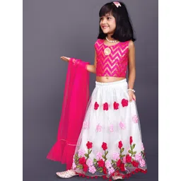satyamfab Girls Patchwork Ready to Wear Lehenga & Blouse With Dupatta image 5