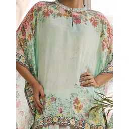 SAUNDH Printed Mandarin Collar Neck Kaftan Top With Dhoti Pant Co-Ords image 2