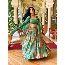 SAUNDH Printed Ready to Wear Lehenga & Semi-Stitched Blouse With Dupatta-picture-27