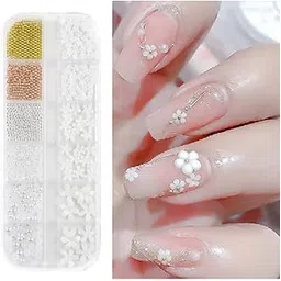 S.A.V.I 3D Resin Flat Flower Pearl Metal Beads Nail Art Decoration Accessories Manicure DIY-picture-49