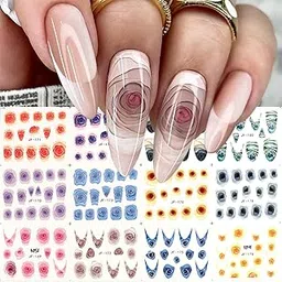 S.A.V.I 3D Rose Bloom Nail Stickers, 12 Sheets, Multicolor Water Decal Nail Art-picture-29