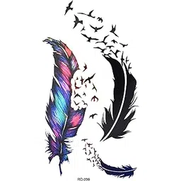 S.A.V.I 3D Temporary Tattoo Feather Design Size 10.5x6cm - 1pc, Black, 4 g-picture-12