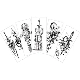 S.A.V.I 5pcs. Temporary Tattoo Stickers Combo Of Sword, Snake on Cross, Skull, Scorpoin, Flowers Mix Designs For Men Girls Boys Women Size 10.5x6cm Black-picture-28