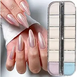 S.A.V.I Aurora Chrome Nail Powder – 12 Glitter Pearl Iridescent Colors | Holographic Mirror Effect Pigment for Nail Art | Long-Lasting Shine for DIY Manicure & Salon Use-picture-24