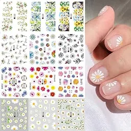 S.A.V.I 12 Sheets Colorful Daisy Flower, Water Transfer Nail Sticker, Decals DIY for Manicure-picture-44