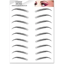 S.A.V.I 9 Pairs 6D Natural Look Eyebrow, Black Long Lasting Upto 4 Days, Waterproof Eyebrow Temporary Tattoo Sticker - 1 Sheet-picture-12