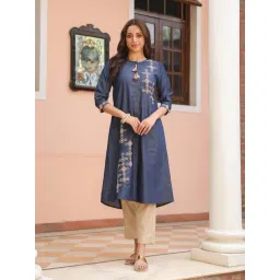 SAVI Blue Denim Solid Kurti-picture-36