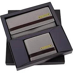 savri Gifts –Giordano Wallet Combo for Couple (His & Hers) -Wallets for Men & Women with Customized Name Premium Couple Gift Set in Gift for Anniversary, Wedding, Housewarming, Parents (Grey)-picture-13