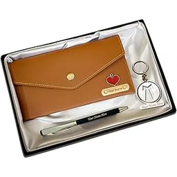 savri Personalized Pen, Stainless Steel Symbol Keychain Round Shape and Leather Women's wallet Combo with Charm and Your Name Engraved. Best Gift Combo for Her-picture-24