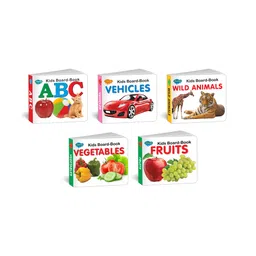 sawan Early Learning Little Library Kids Children Baby Books Set of 5 Books - Alphabets Fruits Vegetables Vehicles Wild Animals - English image 1