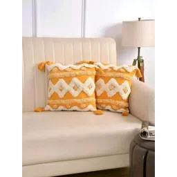 Sawariya Seth Decor Yellow & White Set of 2 Square Cushion Covers-picture-10