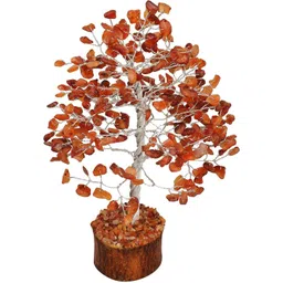 sawcart Carnelian Crystal Bonsai Money Tree Natural Gemstone Feng Shui Home Office Decor Good Luck Wealth Prosperity Reiki Healing Positive Energy Spiritual Gift (Size 10 Inches, Silver Wire) Decorative Showpiece-25 cm-picture-21